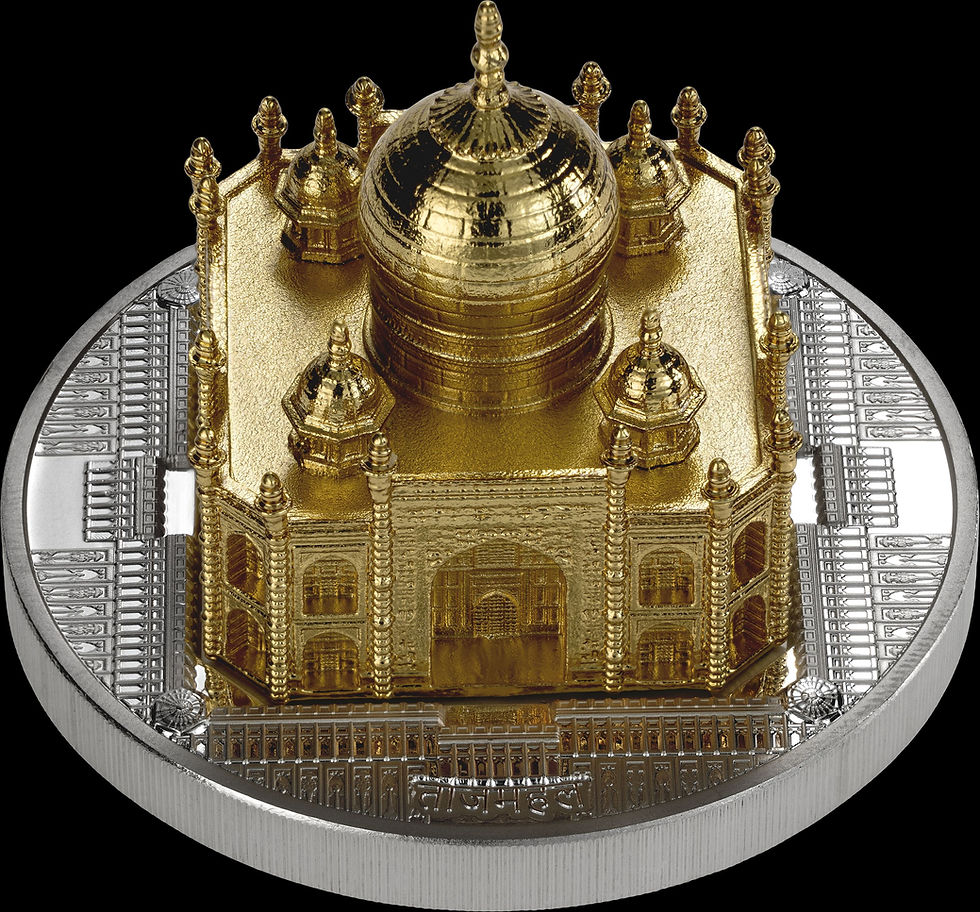 Miniatura: SCULPTURE: Taj Mahal - 3oz .999 High Relief Silver Coin - 5$ Samoa 2026