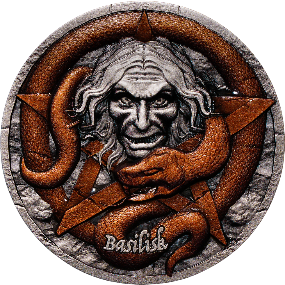 Miniature : Basilisk: The Gaze of Death - Legends of the Serpentine Realm - 2 oz Silver 2025