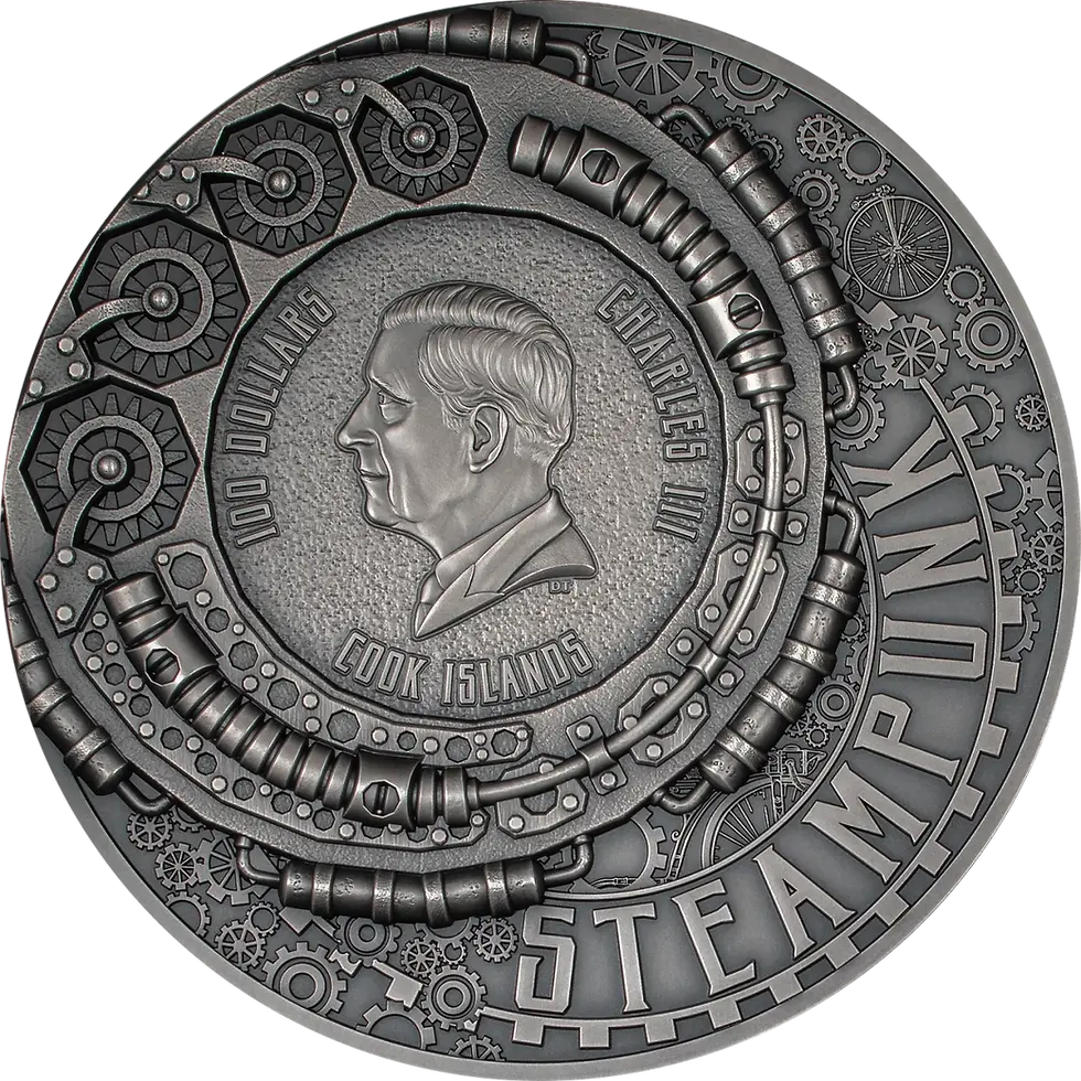 Miniatura: SCIENCE LAB Steampunk 1kg Kilo Silver Coin 100$ Cook Islands 2025