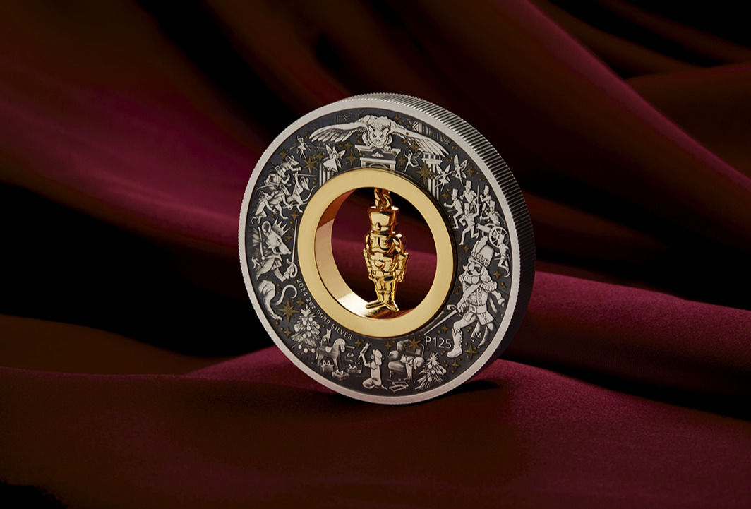 The Christmas Nutcracker 2oz Silver Antiqued Coloured Coin $2 Australia 2024