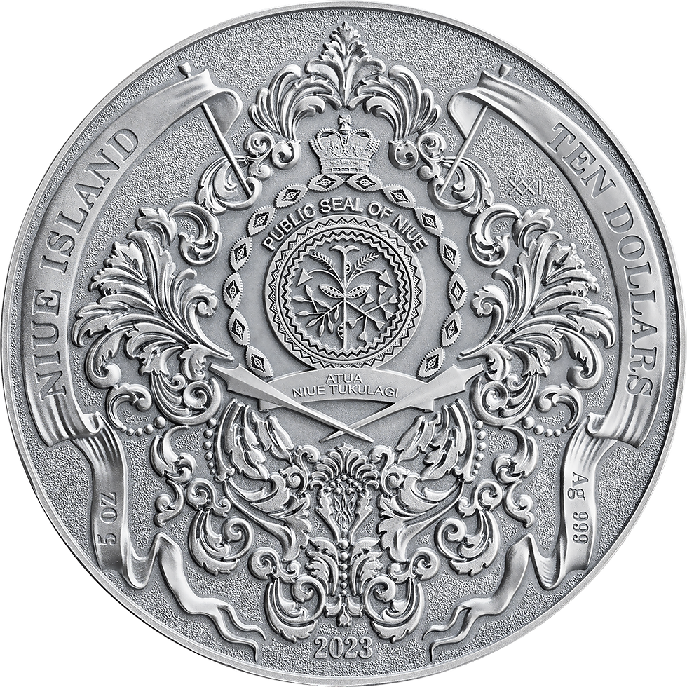 Miniatura: Fight for Freedom 5 oz Antique finish Silver Coin 10$ Niue 2023