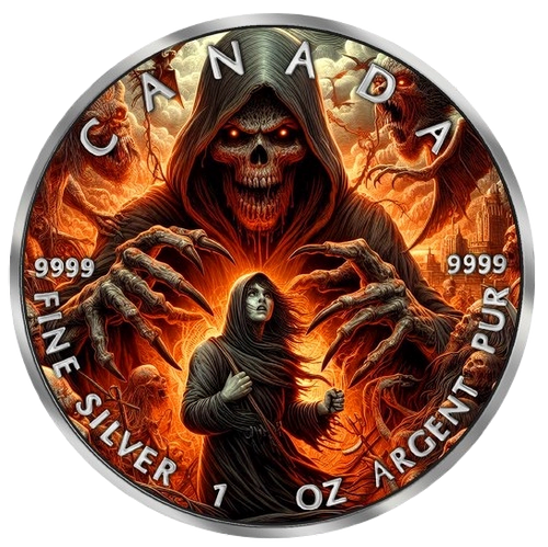 鬼レア！DETERMINATIONS 『When I Get A Law』 GRIM REAPER Death Maple Leaf Armageddon IX - 1 Oz Silver