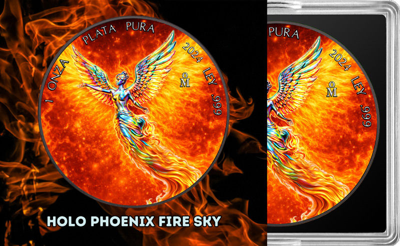 Miniatura: HOLO PHOENIX Fire Sky Libertad 1 Oz Silver Coin Mexico 2024