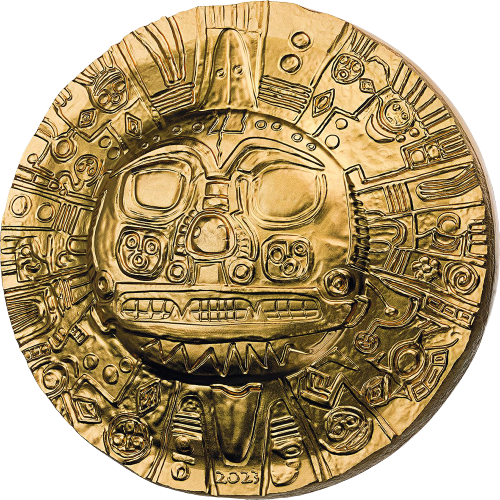 Miniature : Inca Sun God - 500g .999 Silver Gilded Ultra High Relief $25 Palau 2023