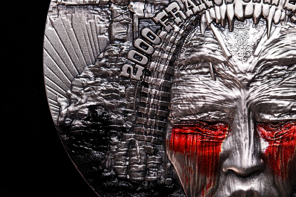 Miniatura: Behemoth & Gate of Hell 2oz .999 Silver Antique Colorized Cameroon 2024