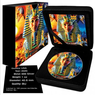 Miniatura: 2020 1oz American Silver Eagle Tutankhamun Colorized Coin