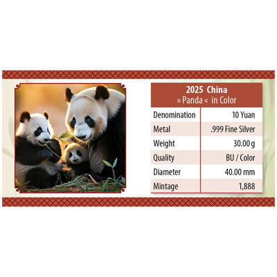 Miniatura: 2025 China Panda Colorized 30g Silver Coin