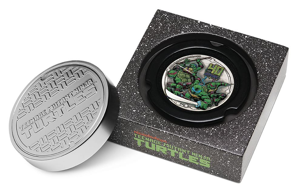 Miniature : NINJA TURTLES Teenage Mutant 40th Anniversary 2 Oz Silver Coin 2$ Tuvalu 2024