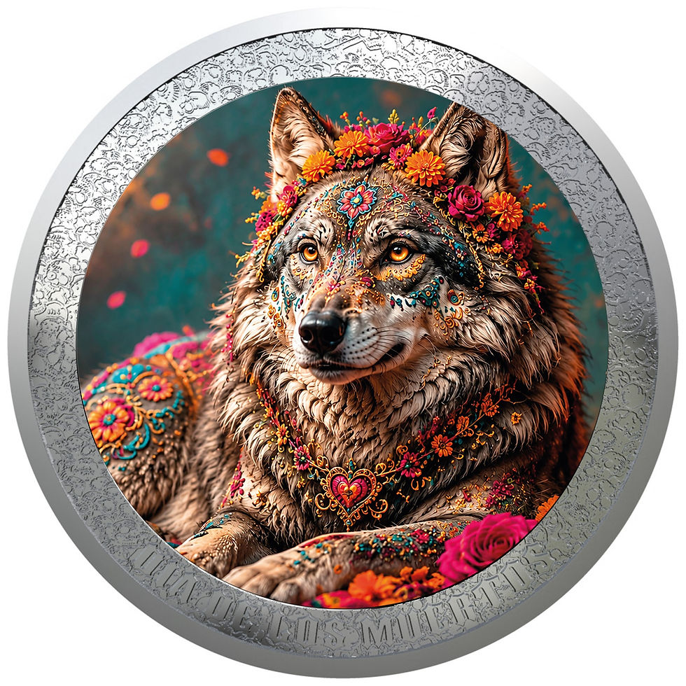 Thumbnail: Spirit Wolf: Dia de los Muertos series - 1oz .999 Silver Coin - Gibraltar 2026