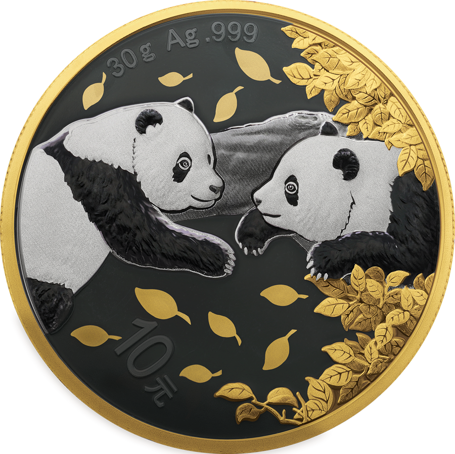 China 2023 - Panda 30 g .999 Silver Golden Ring