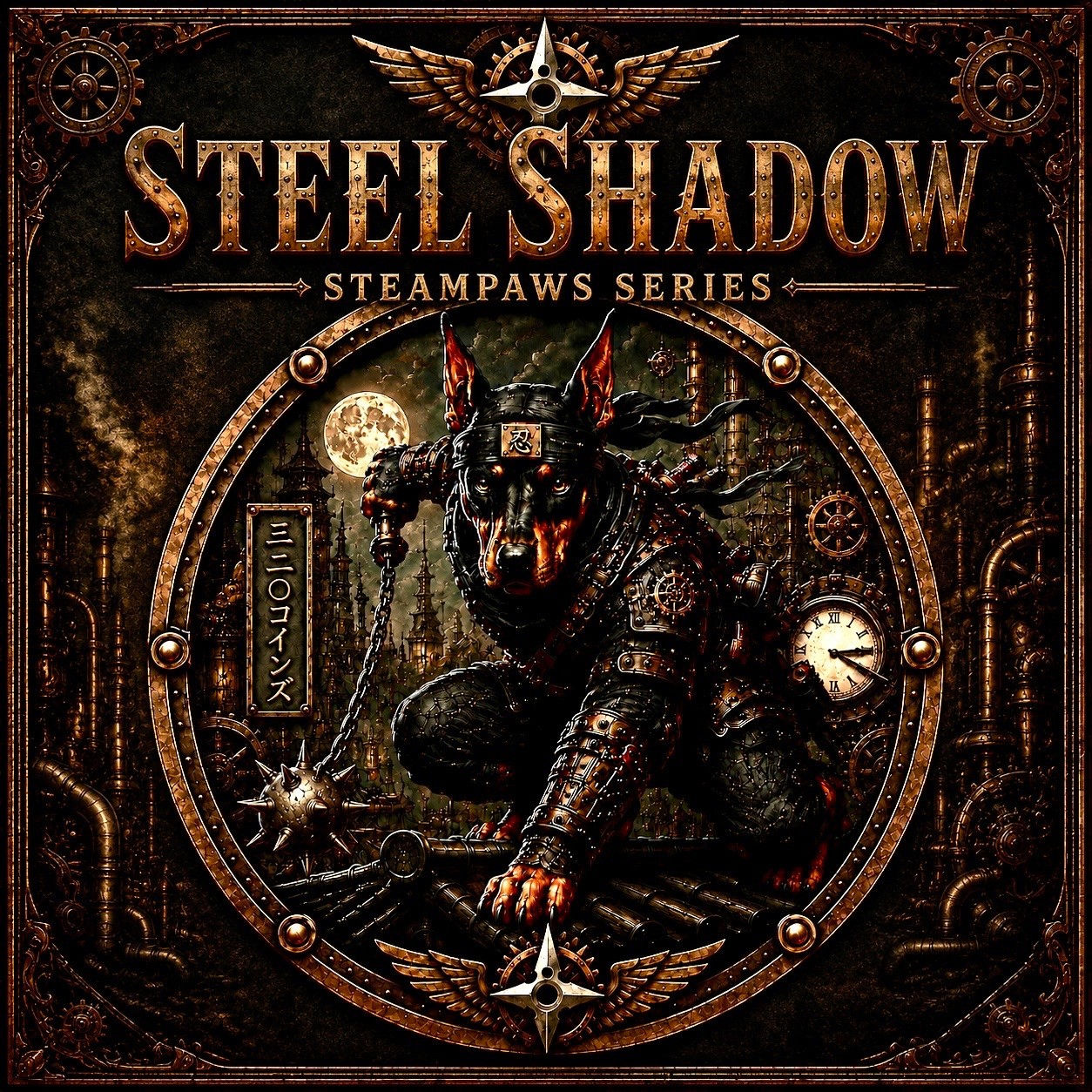 Steampaws - Steel Shadow Colorized 1 oz Copper Round