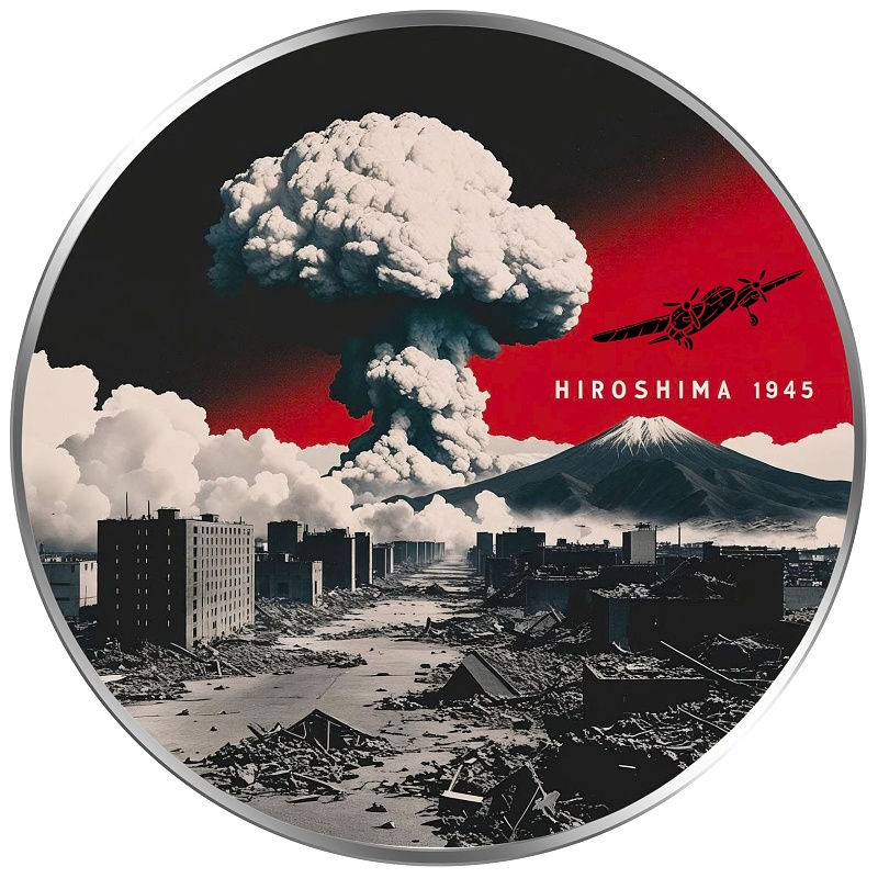 Miniatura: NEVER FORGET 80th Anniversary of Hiroshima 1 Oz Silver Coin 1$ USA 2025