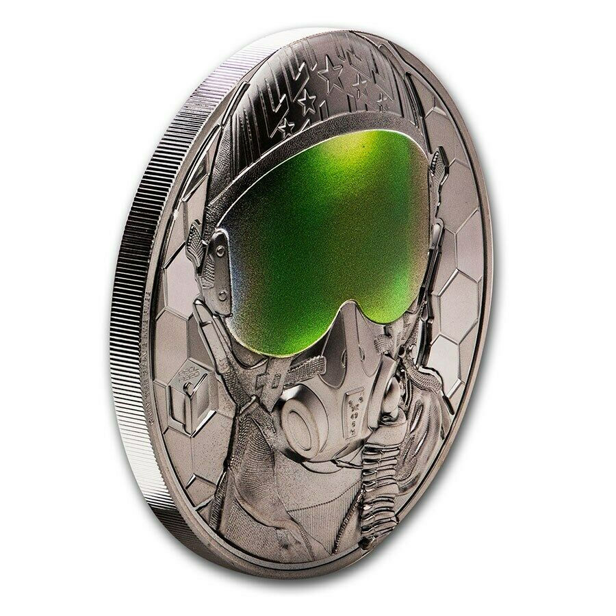 Thumbnail: FIGHTER PILOT – REAL HEROES – 2020 3 oz Pure Silver Black Proof Smartminting C