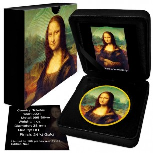 Miniatura: 2021 1oz Tokelau Silver Icons Leonardo da Vinci’s Iconic Painting Mona Lisa Gold