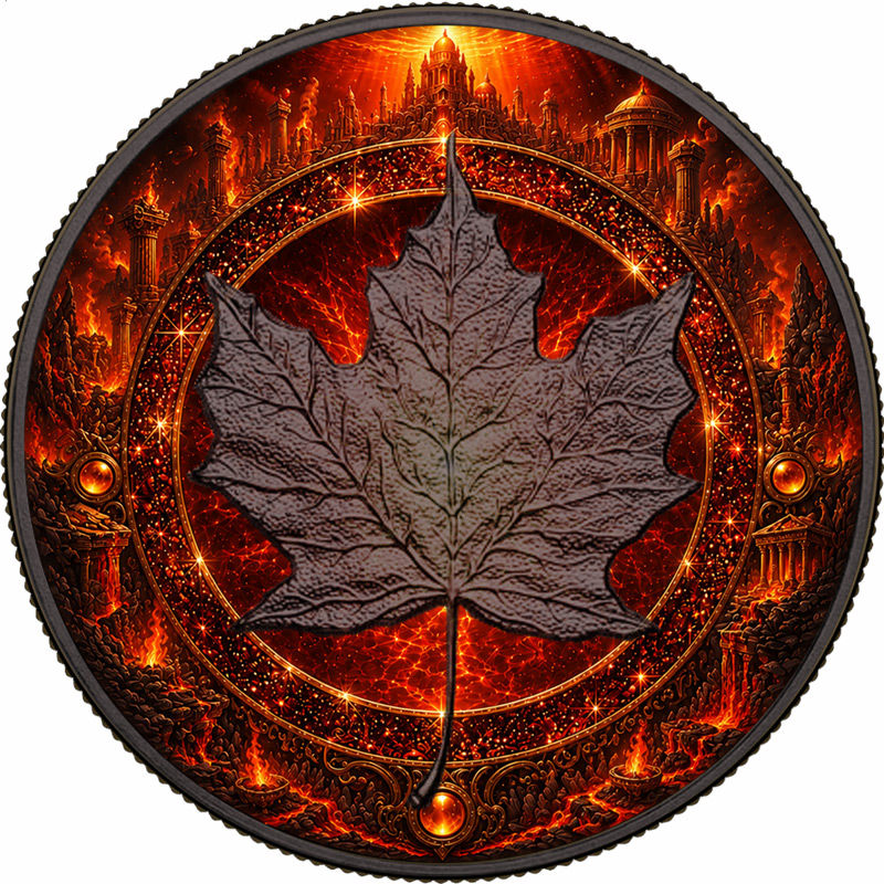 FIRE RING Elemental Realms Diamond Dust & Ruthenium - 1oz 999.9 Silver - $5 Cana