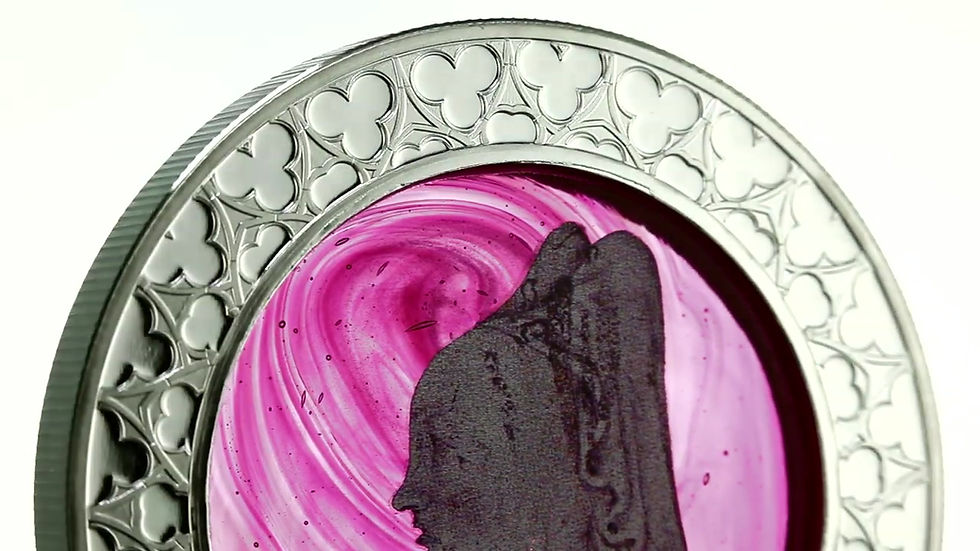 Miniatura: VENETIAN GLASS PINK LADY Handcrafted Murano Silver Coin 1000 Francs Congo 2015