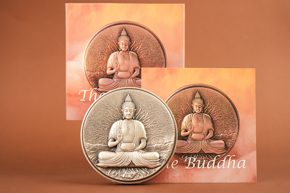 Miniature : The Buddha - Creator of Buddhism 2oz .999 Silver Bi-Metal Antiqued Chad 2024