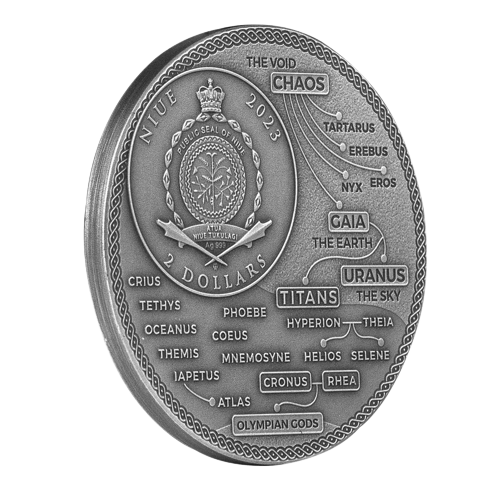 Miniatura: HELIOS Greek Titans 2 Oz Silver Coin 2$ Niue 2023