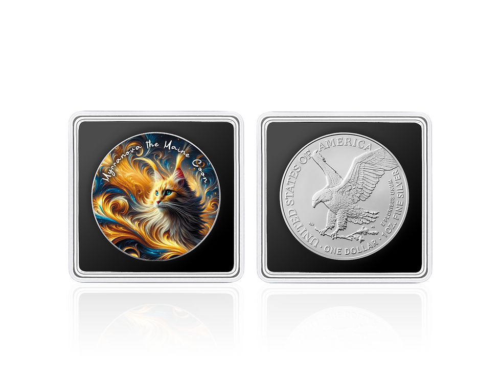 Miniatura: Myranova the Maine Coon - Nebula Cats Series - 1oz .999 Silver Eagle $1 USA 2025