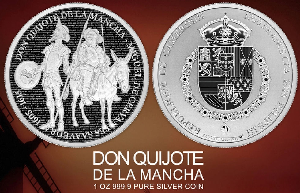Miniaturbild: Don Quixote of La Mancha 1 oz Silver Coin in Blister Card 1000F Cameroon 2026