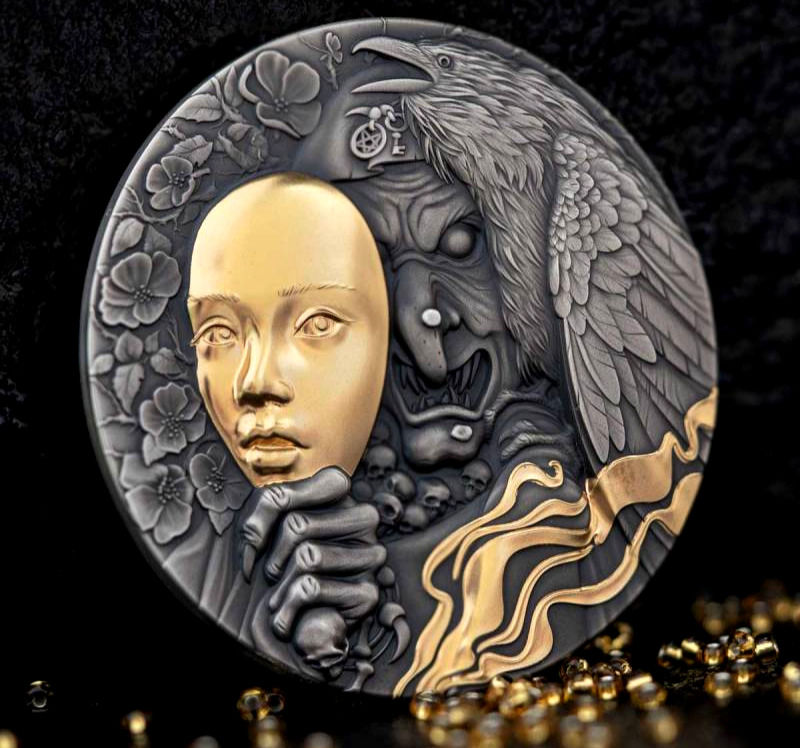 Miniature : BEHIND THE MASK 2 Oz Silver Coin 5 dollars Niue 2023