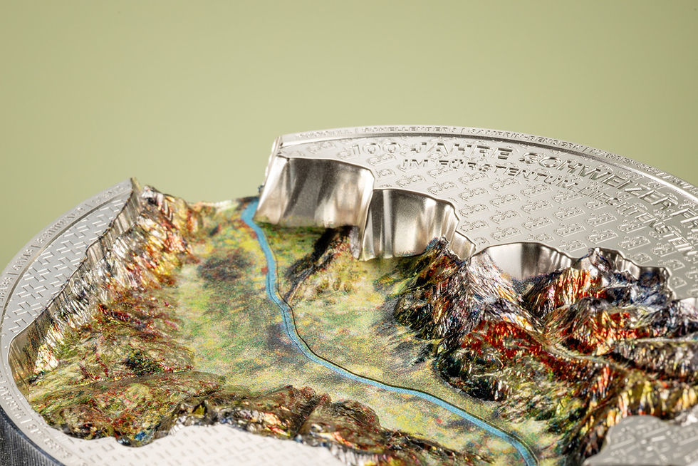 Thumbnail: RHINE VALLEY 100 Years Swiss Franc 1 Kg Kilo Silver 100Francs Liechtenstein 2024