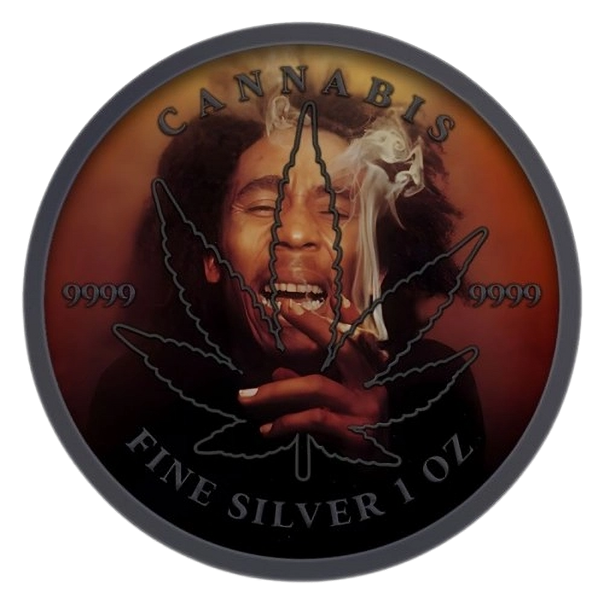 2024 1 oz Chad Cannabis Bob Marley Black Platinum Colorized Silver Coin
