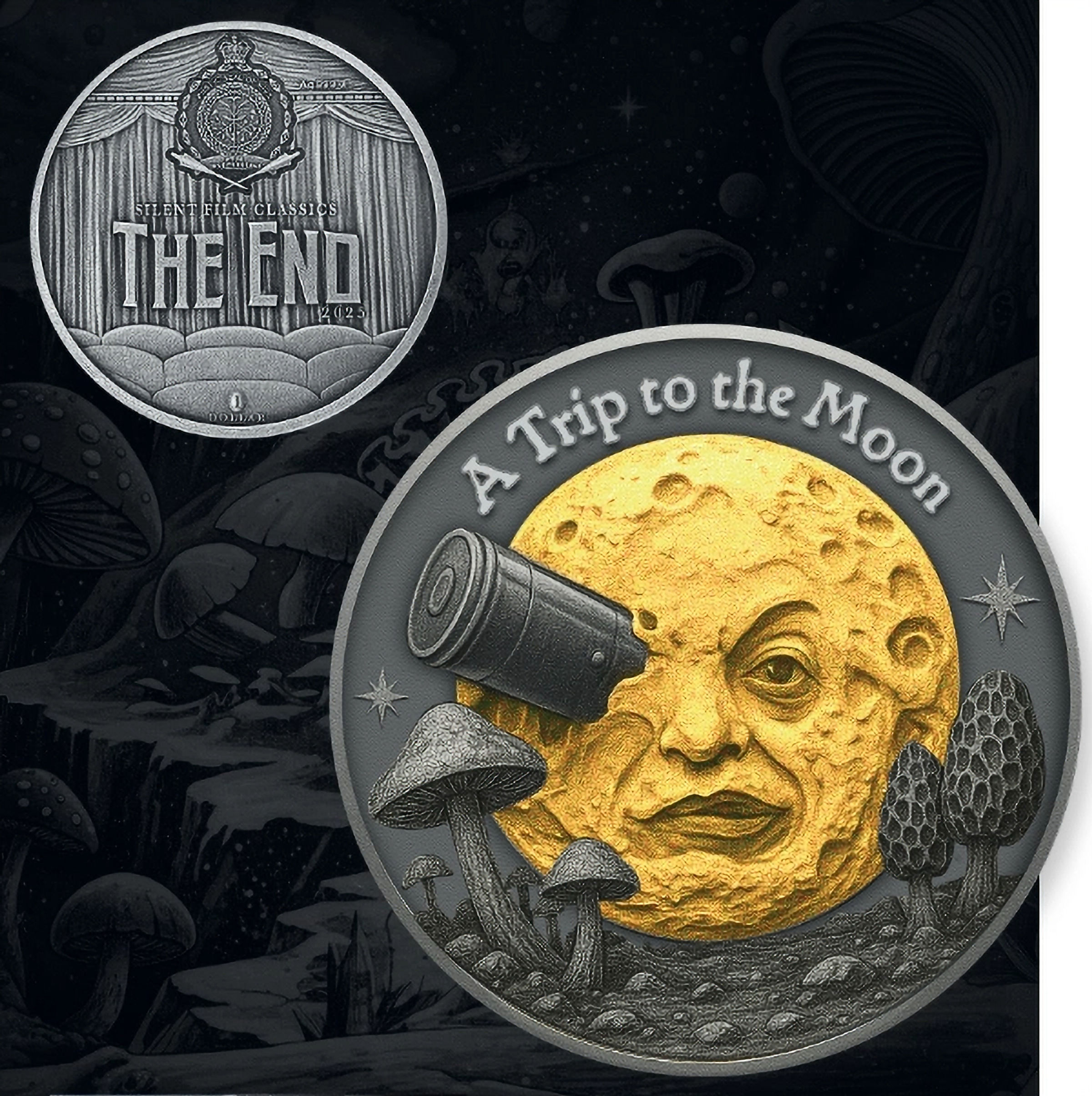 A TRIP TO THE MOON: Silent Film Classics 1 Oz Silver Coin 1$ Niue 2025
