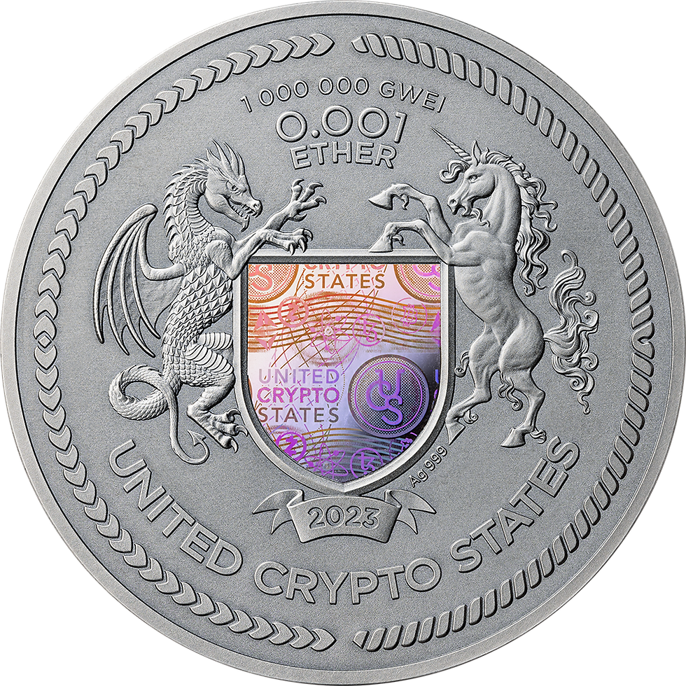 Miniatura: BINARY PUMA Cryptocurrency 2 Oz Silver Coin .001 Ether United Crypto States 2023