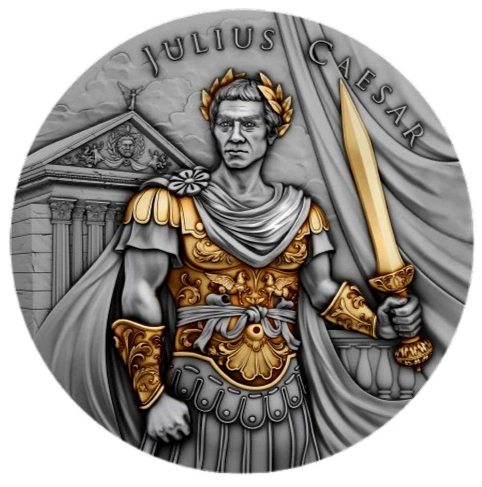 Miniatura: JULIUS CAESAR Legendary Warrior series 2oz .999 High Relief Silver $5 Niue 2023
