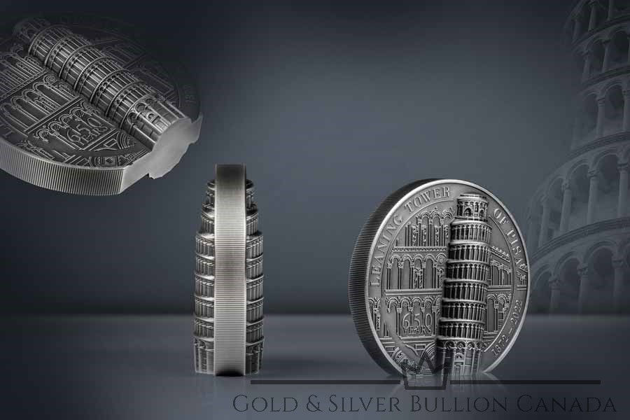 Miniatura: TORRE INCLINADA DE PISA 2 Oz Moneda Plata 10 $ Cook Islands 2022