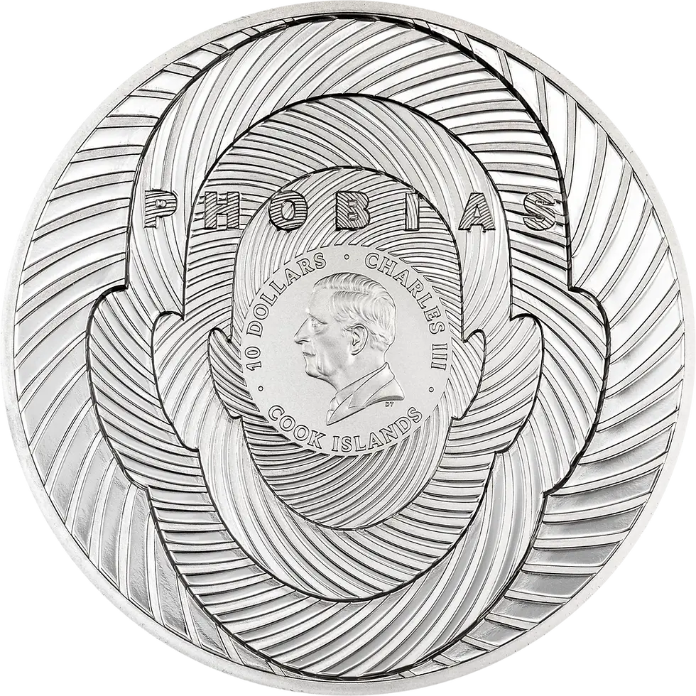 Thumbnail: Arachnophobia Phobias 2 Oz Silver Coin 10$ Palau 2025