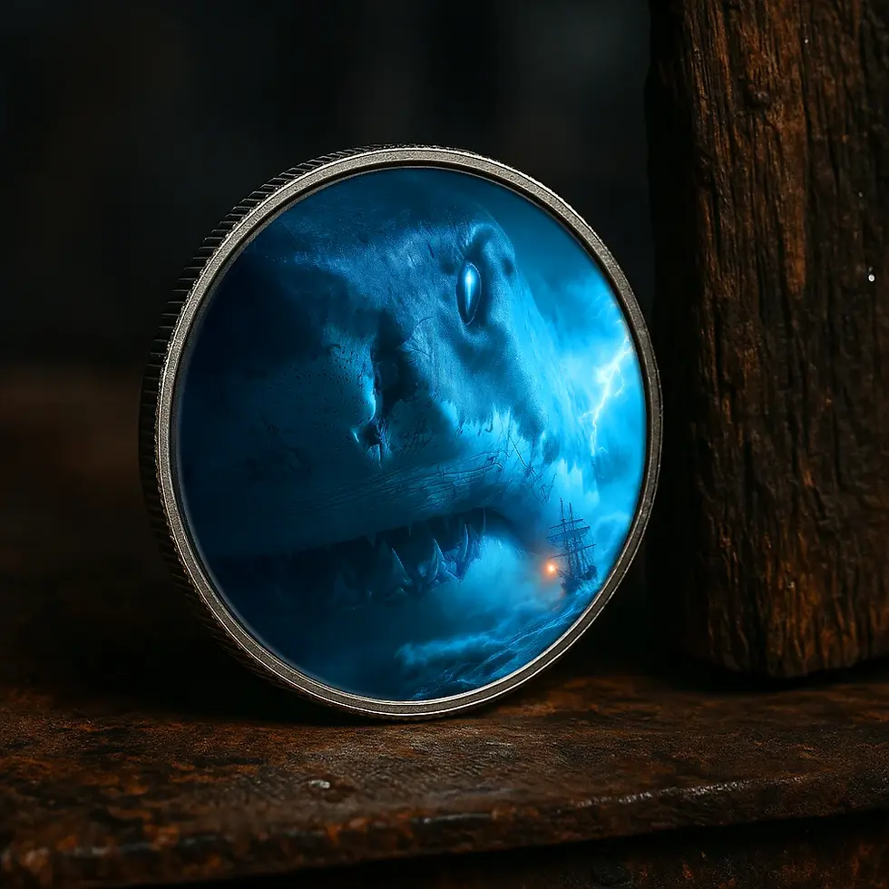 Miniatura: Ocean Terror: Shark - 1oz .999 Silver Coin - $1 USA American Eagle 2025