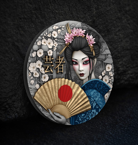 GEISHA - Whispers of Grace - 2 Oz .999 High Relief Silver