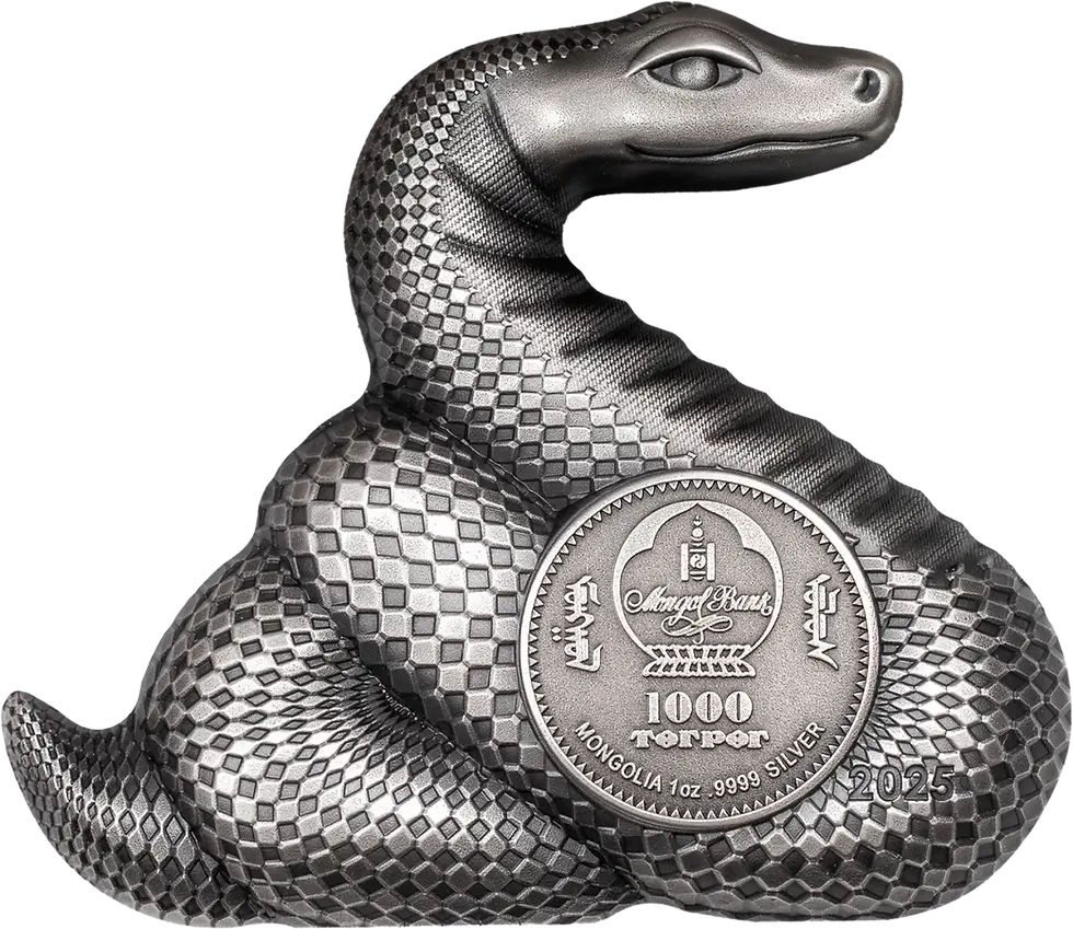 Miniatura: NIMBLE SNAKE Lunar Year 1 Oz Silver Coin 1000 Togrog Mongolia 2025