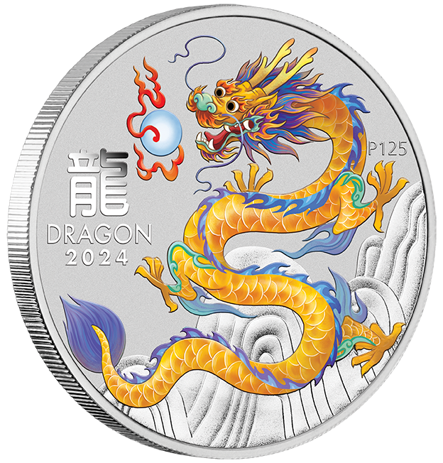 Miniatura: 2024 Australia Lunar Dragon Colorized 10 x 1/2 oz Silver Coin Set