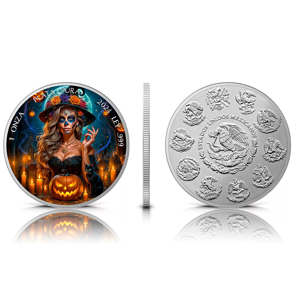 Miniatura: Dia de los Muertos - The Witch- 1oz .999 silver coin Mexico libertad 2024
