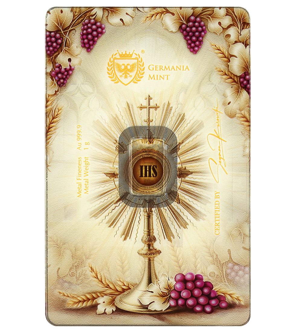 Miniatura: Germania Mint - 1g 999.9 Gold Minted Bar - First Holy Communion (Version II)