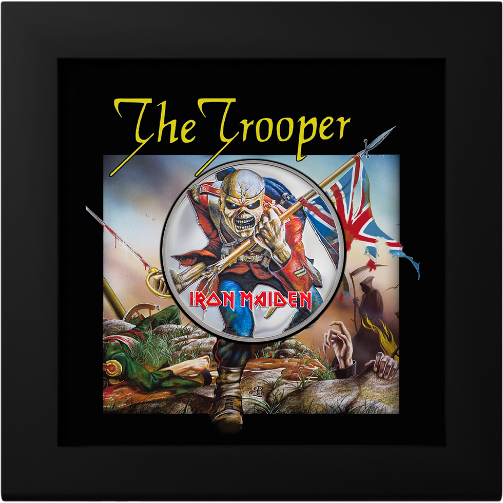 Miniature : EDDIE THE TROOPER Iron Maiden 1 Oz Silver Coin 5$ Cook Islands 2023