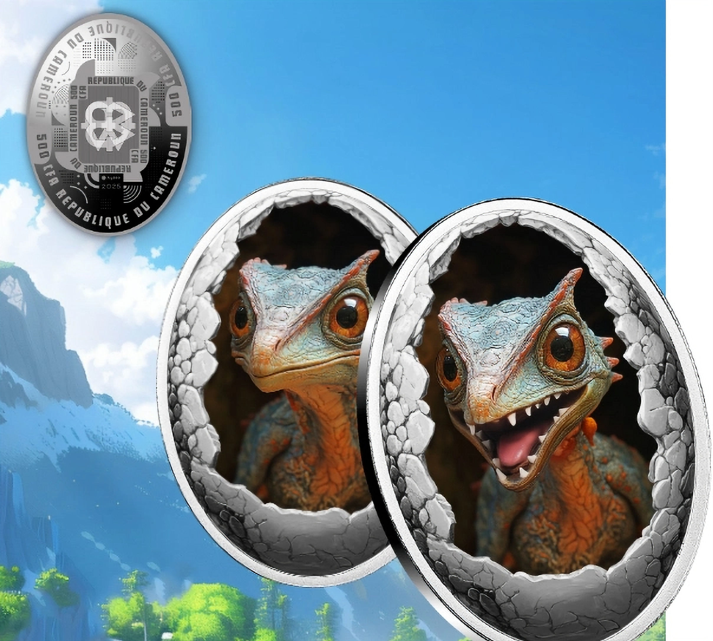 DINOSAURIA: PTERPDACTYLUS 15.56 Gram Silver Coin 500 Francs CFA Cameroon 2025