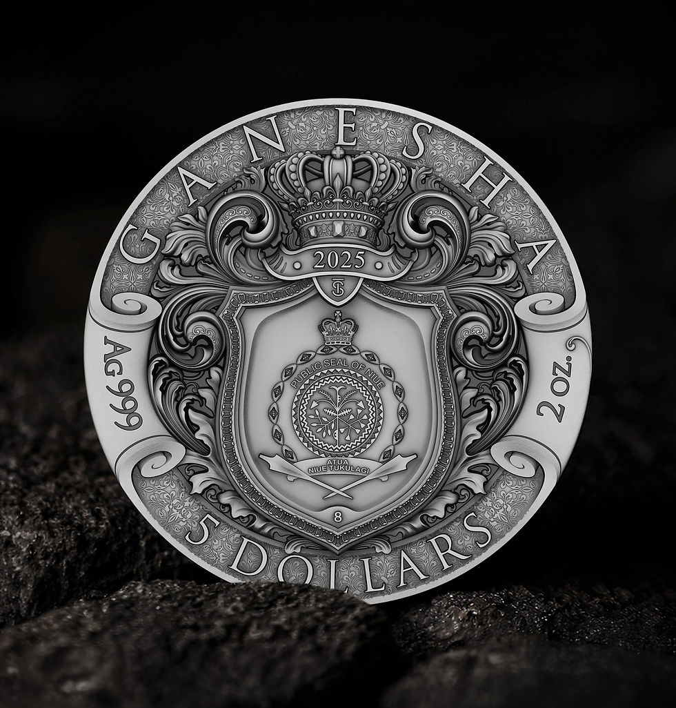 Miniature : GANESHA - Hindu Pantheon - 2oz .999 High Relief Silver Coin  5$ Niue 2025