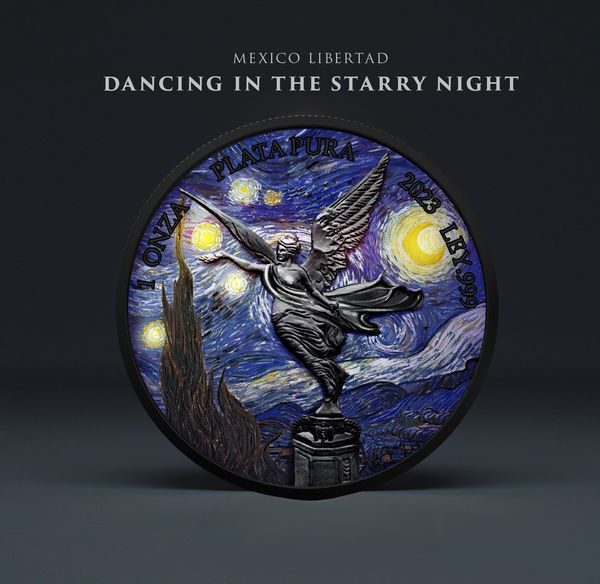 Miniatura: Galaxy Black Dancing in the Starry Night 1oz .999 Silver 2024 Mexico Libertad