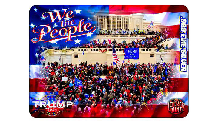 Miniature : 2024 We the People Trump Glock Pistol Poured 4 oz Silver Bar by Locker Mint