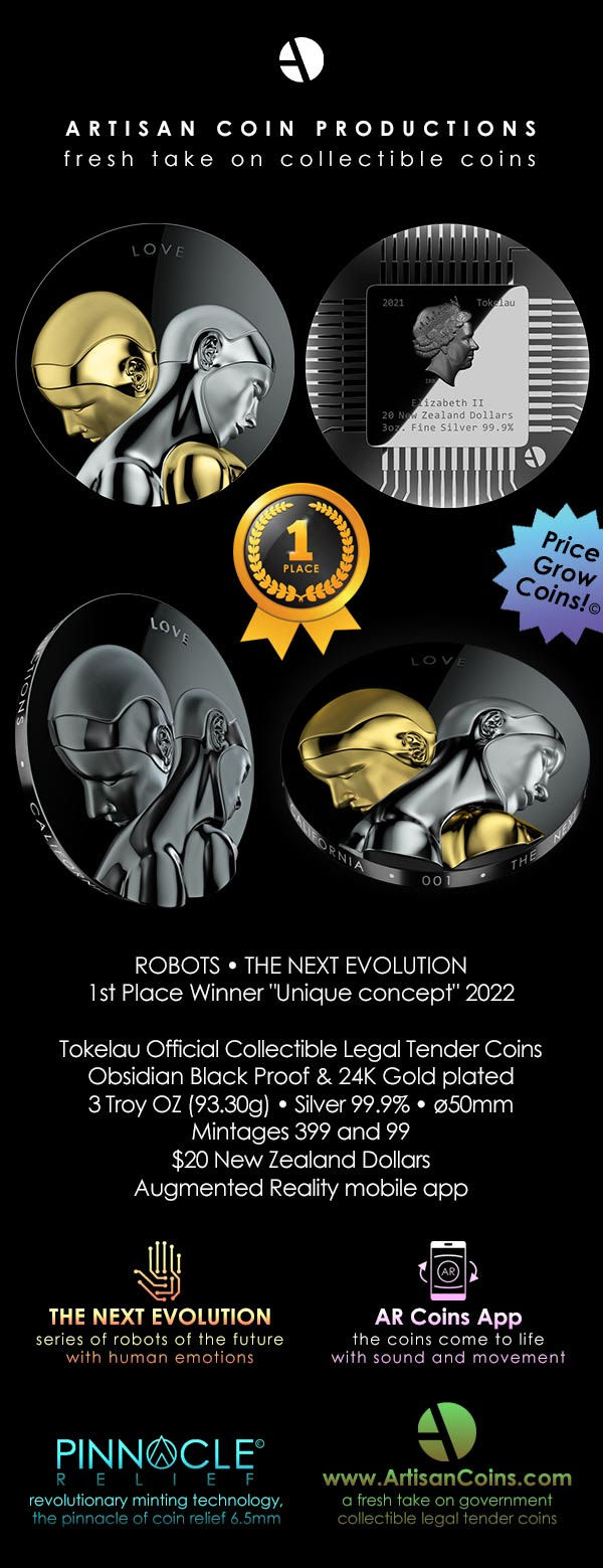 Miniatura: Tokelau ROBOTY 2021 Seria Love V.1 NASTĘPNA EWOLUCJA Srebrna moneta 20 USD Pinnacle