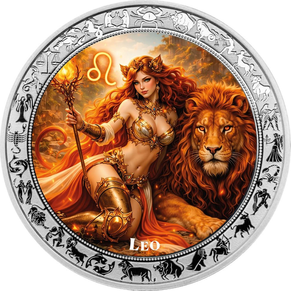 Miniatura: Leo: Zodiac Signs Goddesses series - 1oz .999 Silver Coin - 5 Cedis Ghana 2026