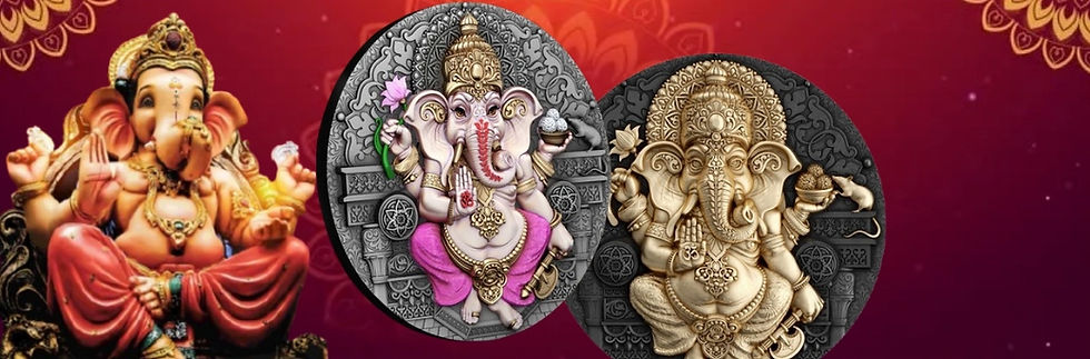 Miniaturbild: GANESHA - Hindu Pantheon - 5oz .999 Ultra High Relief Silver Coin  10$ Niue 2025