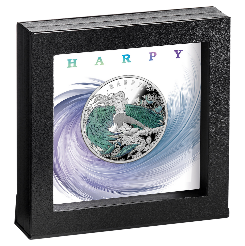 Thumbnail: Haunting Harpy 1 oz Silver Coin Holographic Enemal Color $1 Niue 2023