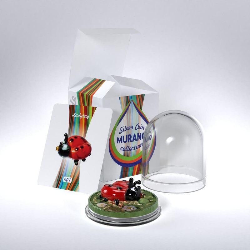 Miniatura: LADYBUG - Murano Glass Series - Maple Leaf 1oz .9999 Silver $5 Canada 2022