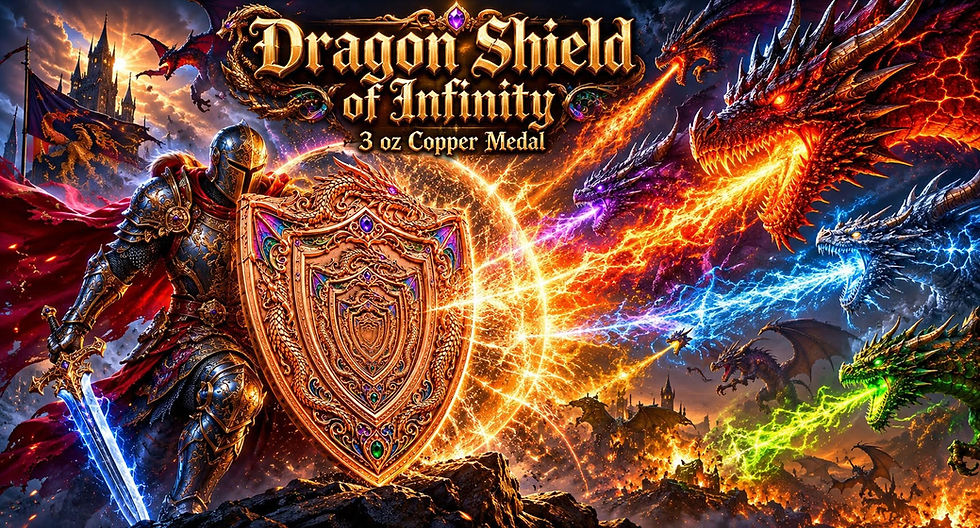 Thumbnail: Dragon Shield of Infinity Shaped 3 oz .999 Copper Round