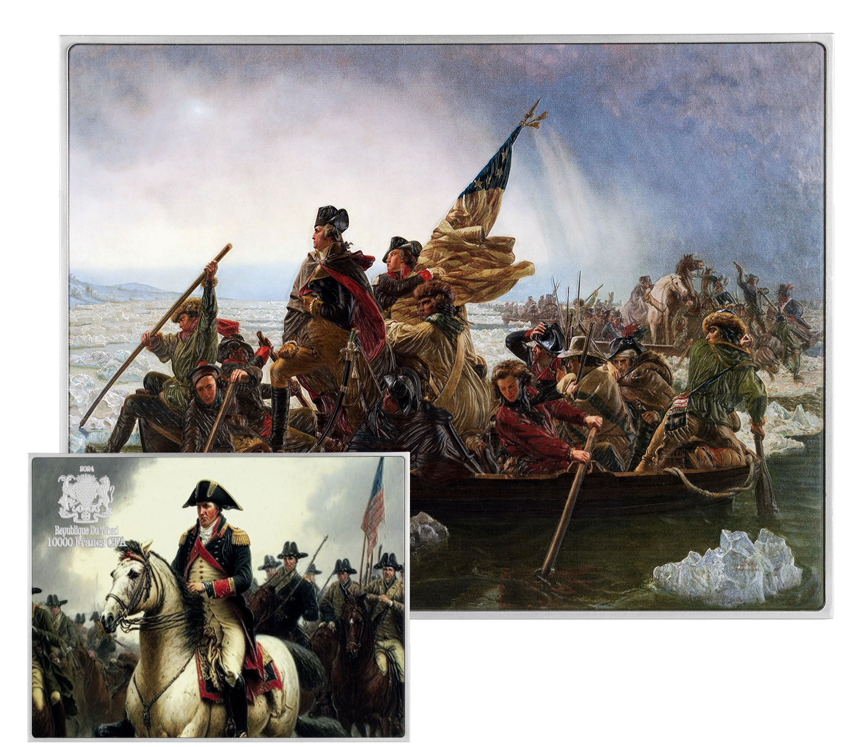 Washington Crossing the Delaware by Emanuel Leutze - 2.5oz Silver Coin Chad 2024